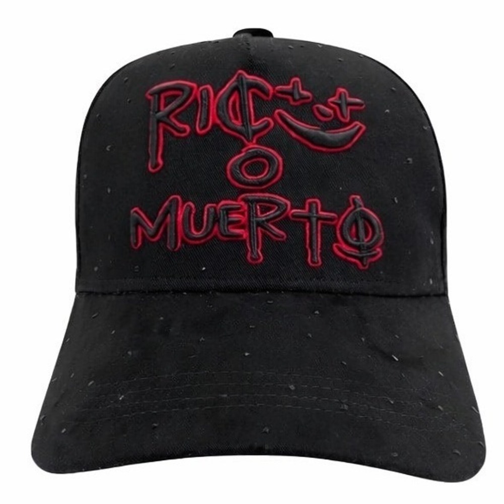 Rico O Muerto (ONLY 500 HATS MADE)Rhinestone 5 Panel Suede Bill Baseball Cap